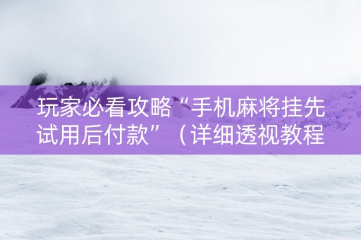 玩家必看攻略“手机麻将挂先试用后付款”（详细透视教程）-哔哩哔哩