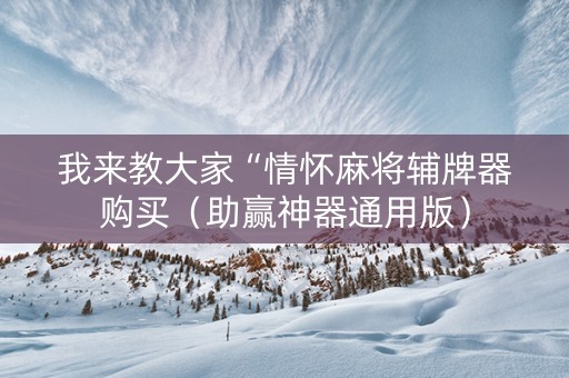 我来教大家“情怀麻将辅牌器购买（助赢神器通用版）