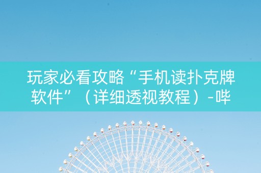玩家必看攻略“手机读扑克牌软件”（详细透视教程）-哔哩哔哩
