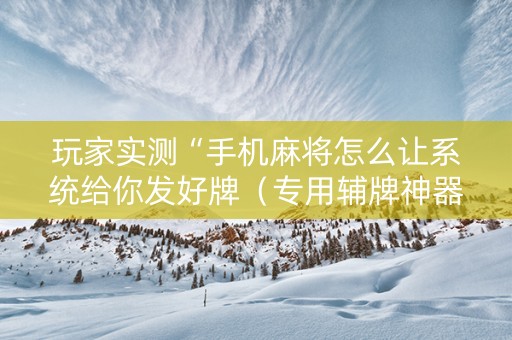 玩家实测“手机麻将怎么让系统给你发好牌（专用辅牌神器免安装）