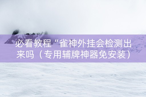 必看教程“雀神外挂会检测出来吗（专用辅牌神器免安装）