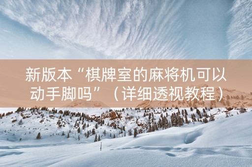 新版本“棋牌室的麻将机可以动手脚吗”（详细透视教程）-哔哩哔哩