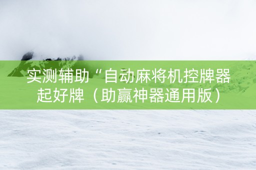实测辅助“自动麻将机控牌器起好牌（助赢神器通用版）