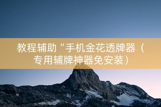 教程辅助“手机金花透牌器（专用辅牌神器免安装）