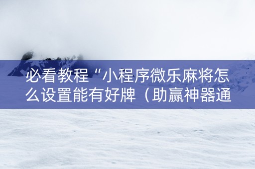 必看教程“小程序微乐麻将怎么设置能有好牌（助赢神器通用版）