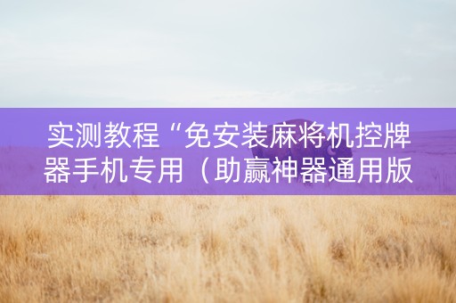 实测教程“免安装麻将机控牌器手机专用（助赢神器通用版）