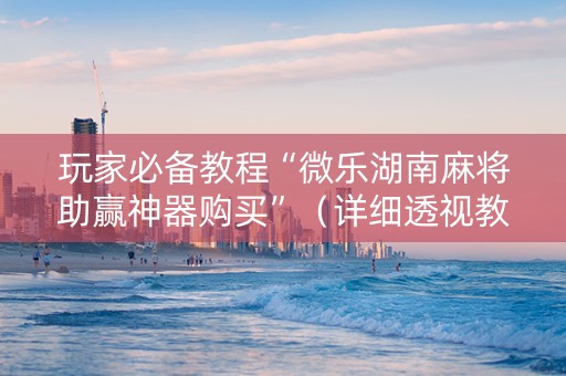 玩家必备教程“微乐湖南麻将助赢神器购买”（详细透视教程）-哔哩哔哩