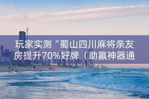 玩家实测“蜀山四川麻将亲友房提升70%好牌（助赢神器通用版）