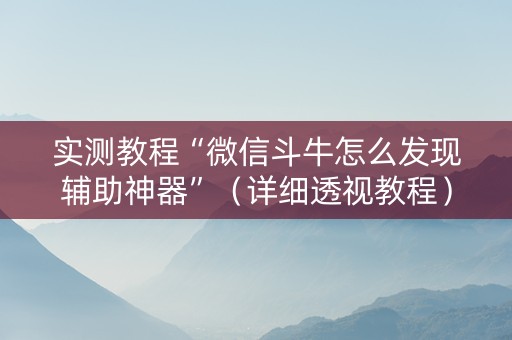 实测教程“微信斗牛怎么发现辅助神器”（详细透视教程）-哔哩哔哩