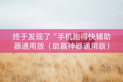 终于发现了“手机跑得快辅助器通用版（助赢神器通用版）