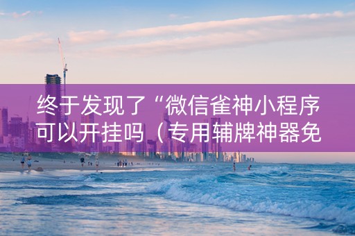 终于发现了“微信雀神小程序可以开挂吗（专用辅牌神器免安装）