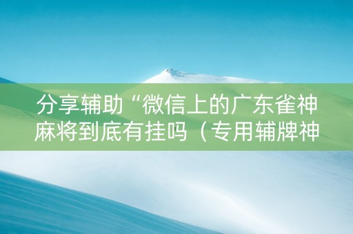 分享辅助“微信上的广东雀神麻将到底有挂吗（专用辅牌神器免安装）