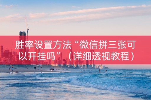 胜率设置方法“微信拼三张可以开挂吗”（详细透视教程）-哔哩哔哩