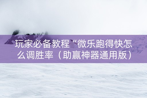 玩家必备教程“微乐跑得快怎么调胜率（助赢神器通用版）
