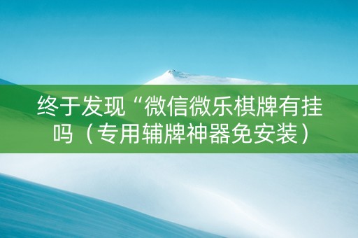终于发现“微信微乐棋牌有挂吗（专用辅牌神器免安装）