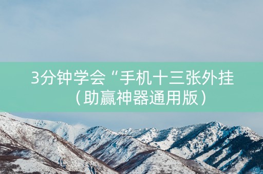 3分钟学会“手机十三张外挂（助赢神器通用版）