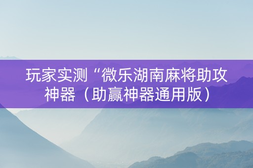 玩家实测“微乐湖南麻将助攻神器（助赢神器通用版）