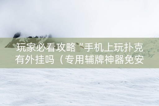 玩家必看攻略“手机上玩扑克有外挂吗（专用辅牌神器免安装）