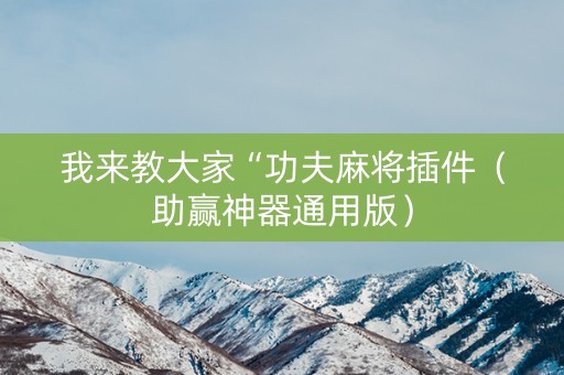 我来教大家“功夫麻将插件（助赢神器通用版）