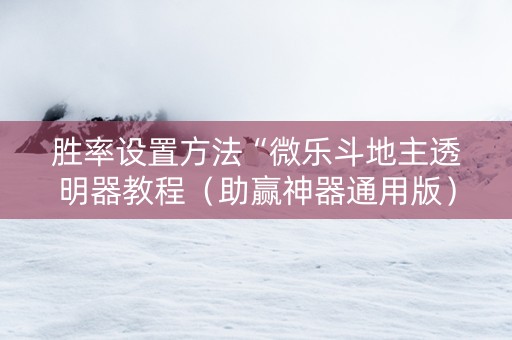 胜率设置方法“微乐斗地主透明器教程（助赢神器通用版）