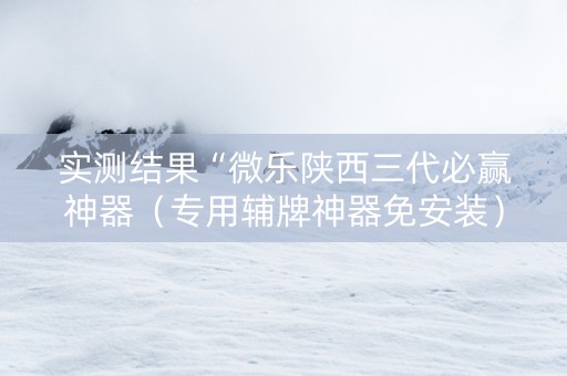 实测结果“微乐陕西三代必赢神器（专用辅牌神器免安装）