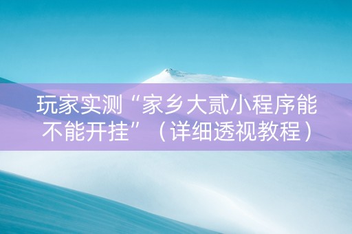 玩家实测“家乡大贰小程序能不能开挂”（详细透视教程）-哔哩哔哩
