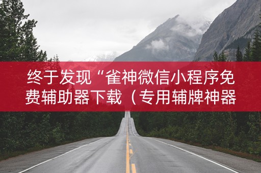 终于发现“雀神微信小程序免费辅助器下载（专用辅牌神器免安装）
