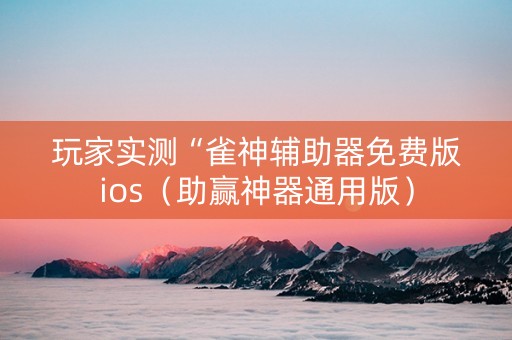 玩家实测“雀神辅助器免费版ios（助赢神器通用版）