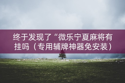 终于发现了“微乐宁夏麻将有挂吗（专用辅牌神器免安装）