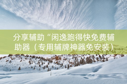 分享辅助“闲逸跑得快免费辅助器（专用辅牌神器免安装）