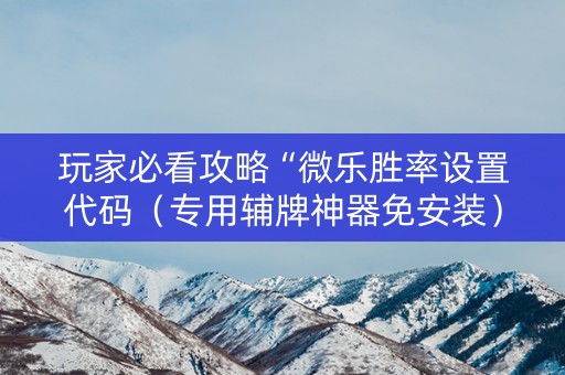 玩家必看攻略“微乐胜率设置代码（专用辅牌神器免安装）