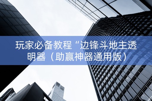 玩家必备教程“边锋斗地主透明器（助赢神器通用版）