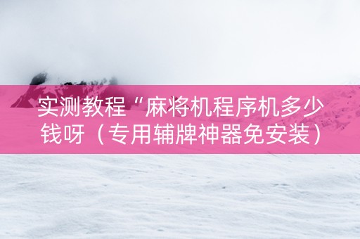 实测教程“麻将机程序机多少钱呀（专用辅牌神器免安装）