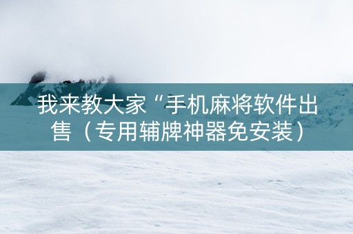 我来教大家“手机麻将软件出售（专用辅牌神器免安装）