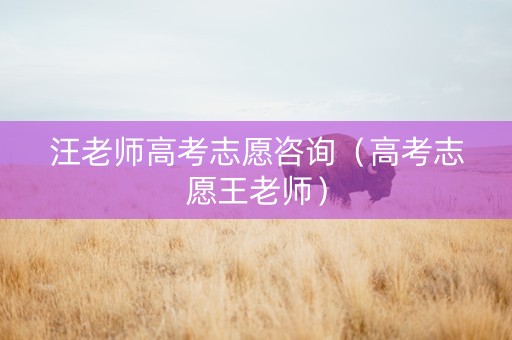 汪老师高考志愿咨询（高考志愿王老师）