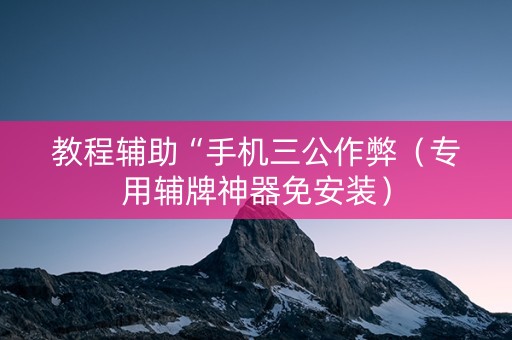 教程辅助“手机三公作弊（专用辅牌神器免安装）