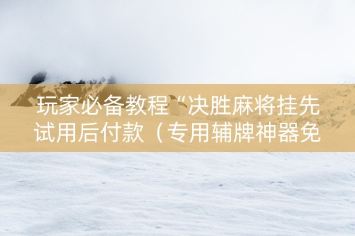 玩家必备教程“决胜麻将挂先试用后付款（专用辅牌神器免安装）