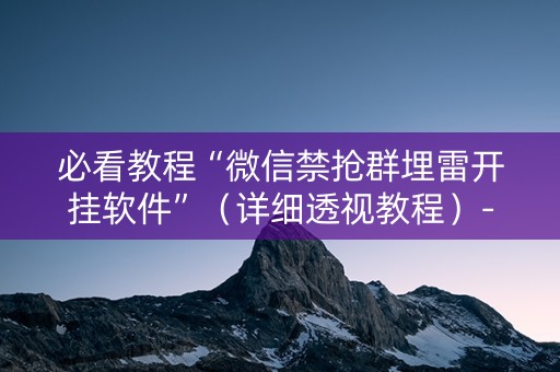 必看教程“微信禁抢群埋雷开挂软件”（详细透视教程）-哔哩哔哩