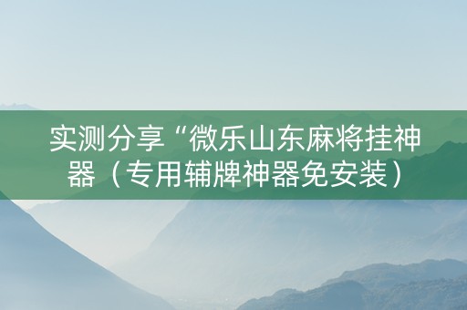 实测分享“微乐山东麻将挂神器（专用辅牌神器免安装）