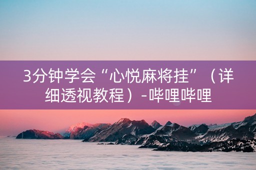 3分钟学会“心悦麻将挂”（详细透视教程）-哔哩哔哩