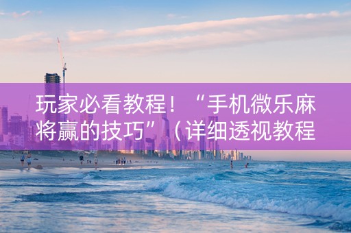 玩家必看教程！“手机微乐麻将赢的技巧”（详细透视教程）-哔哩哔哩