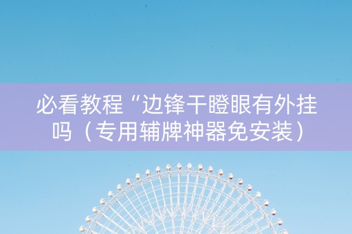 必看教程“边锋干瞪眼有外挂吗（专用辅牌神器免安装）