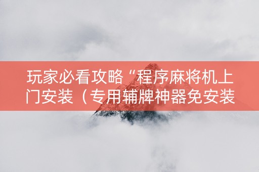 玩家必看攻略“程序麻将机上门安装（专用辅牌神器免安装）