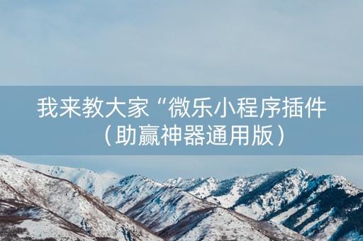我来教大家“微乐小程序插件（助赢神器通用版）