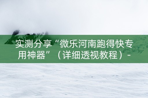 实测分享“微乐河南跑得快专用神器”（详细透视教程）-哔哩哔哩