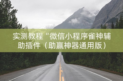 实测教程“微信小程序雀神辅助插件（助赢神器通用版）