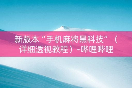 新版本“手机麻将黑科技”（详细透视教程）-哔哩哔哩