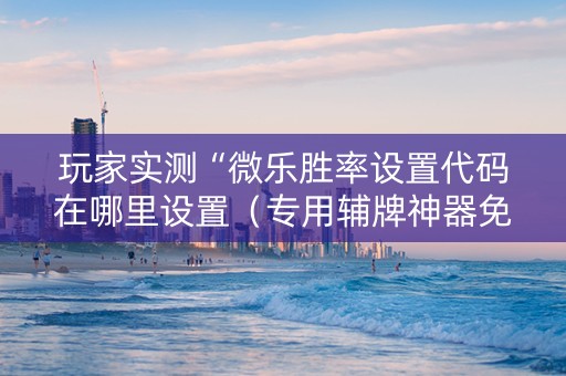 玩家实测“微乐胜率设置代码在哪里设置（专用辅牌神器免安装）