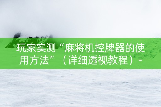玩家实测“麻将机控牌器的使用方法”（详细透视教程）-哔哩哔哩