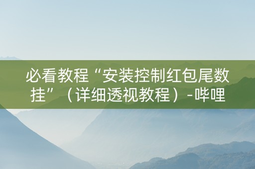 必看教程“安装控制红包尾数挂”（详细透视教程）-哔哩哔哩
